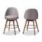 Baxton Studio Carra Grey Upholstered Walnut-Finished Wood Swivel Counter Stool, PK2 157-9652 - alternate 2